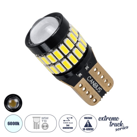 T10 W5W 81510 Λάμπα Αυτοκίνητου & Φορτηγού 4014 36SMD WITH 3030 1SMD NON POLAR CANBUS 1.8W 359LM DC10V-48V IP20 Ψυχρό Λευκό 6000K