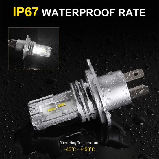 LEDKITM4 81665 Λάμπα H4 CANbus LED 20W/40W 3200lm/6400lm 360° DC 12-24V Αδιάβροχο IP65 Ψυχρό Λευκό 6000K - CREE COB Chip - Μ4.7 x Π4.7 x Υ8.2cm - Πακέτο 2 Τεμαχίων - 2 Χρόνια Εγγύηση