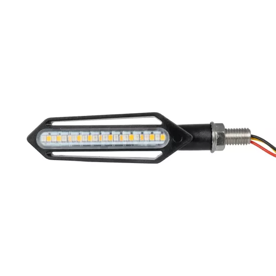 81756 ΣΕΤ 2 x Φλάς Μοτοσυκλέτας Universal Knife LED SMD 5050 1.2W/2.4W 216lm/432lm DC 12V 2 Λειτουργιών Κόκκινο για Πορείας-Stop & με Τρεχούμενο Εφέ Φωτισμού Πορτοκαλί για Φλας Αδιάβροχα IP65