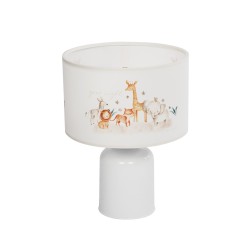 GIRAFFE 204-0026 Παιδικό Eπιτραπέζιο Φωτιστικό Πορτατίφ Μονόφωτο 1 x E27 IP20 Πολύχρωμο Ύφασμα με Λευκό Πλαστικό - Μ24 x Π24 x Υ32cm