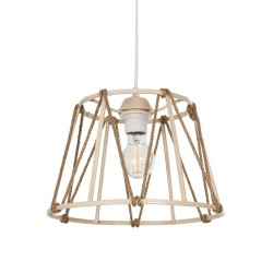 JUTE 203-0092 Μοντέρνο Κρεμαστό Φωτιστικό Οροφής με Ντουί 1 x E27 AC 220-240V IP20 - Μπεζ - Μ30 x Π30 x Υ23cm