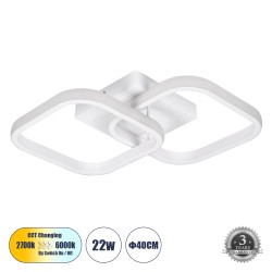 NORA 61062 Μοντέρνο Φωτιστικό Οροφής LED 22W 2640lm 300° AC 220-240V IP20 Ρυθμιζόμενο Λευκό CCT με On/Off 2700K/4500K/6000K - Lumileds SMD Chip - Λευκό Ματ - Μ40 x Π24 x Υ7cm - 3 Χρόνια Εγγύηση