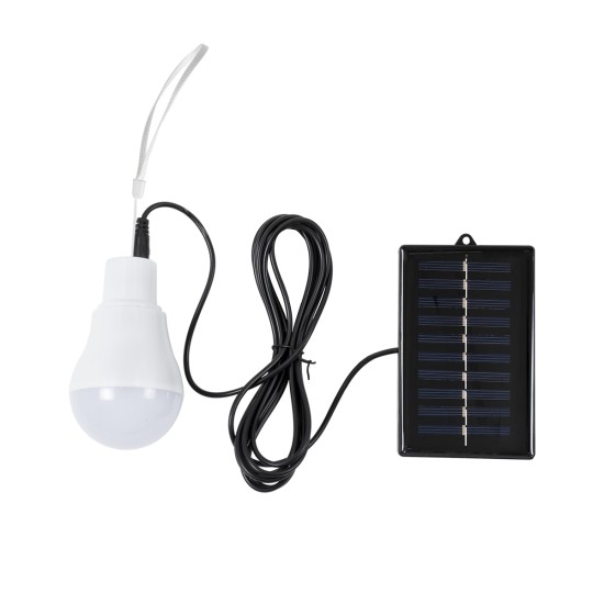 SOLAR-BULB 71502 Αυτόνομη Ηλιακή Κρεμαστή Λάμπα LED A60 Γλόμπος 3W 250lm 260° με Φωτοβολταικό Panel 5V 4W & Επαναφορτιζόμενη Μπαταρία Li-ion 3.2V 600mAh - IP54 - Ψυχρό Λευκό 6000K - Φ6 x Υ10cm - 2 Years Warranty