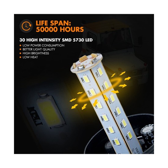 85195 PRO Series Φάρος Ασφαλείας για Περονοφόρα - Κλαρκ - Αυτοκίνητα & Φορτηγά STROBE LED SMD 5730 40W DC 10-110V Αδιάβροχος IP65 Πορτοκαλί