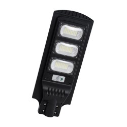 STREETB 85343 Φωτιστικό Δρόμου LED 90W 4500lm 120° DC 5V με Ενσωματωμένο Φωτοβολταϊκό Panel 6V 12W & Επαναφορτιζόμενη Μπαταρία Li-ion 3.2V 12000mAh με Αισθητήρα Κίνησης-Ημέρας-Νύχτας Αδιάβροχο IP65 Ψυχρό Λευκό 6000K - Μαύρο - Μ24 x Π63 x Υ6cm - 2 Χρόν
