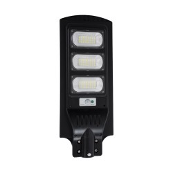STREETB 85343 Φωτιστικό Δρόμου LED 90W 4500lm 120° DC 5V με Ενσωματωμένο Φωτοβολταϊκό Panel 6V 12W & Επαναφορτιζόμενη Μπαταρία Li-ion 3.2V 12000mAh με Αισθητήρα Κίνησης-Ημέρας-Νύχτας Αδιάβροχο IP65 Ψυχρό Λευκό 6000K - Μαύρο - Μ24 x Π63 x Υ6cm - 2 Χρόν
