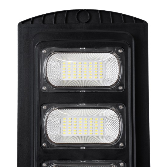 STREETB 85343 Φωτιστικό Δρόμου LED 90W 4500lm 120° DC 5V με Ενσωματωμένο Φωτοβολταϊκό Panel 6V 12W & Επαναφορτιζόμενη Μπαταρία Li-ion 3.2V 12000mAh με Αισθητήρα Κίνησης-Ημέρας-Νύχτας Αδιάβροχο IP65 Ψυχρό Λευκό 6000K - Μαύρο - Μ24 x Π63 x Υ6cm - 2 Χρόν