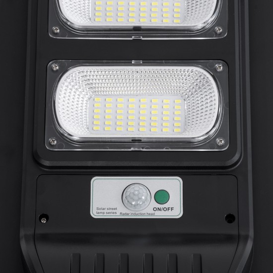 STREETB 85343 Φωτιστικό Δρόμου LED 90W 4500lm 120° DC 5V με Ενσωματωμένο Φωτοβολταϊκό Panel 6V 12W & Επαναφορτιζόμενη Μπαταρία Li-ion 3.2V 12000mAh με Αισθητήρα Κίνησης-Ημέρας-Νύχτας Αδιάβροχο IP65 Ψυχρό Λευκό 6000K - Μαύρο - Μ24 x Π63 x Υ6cm - 2 Χρόν
