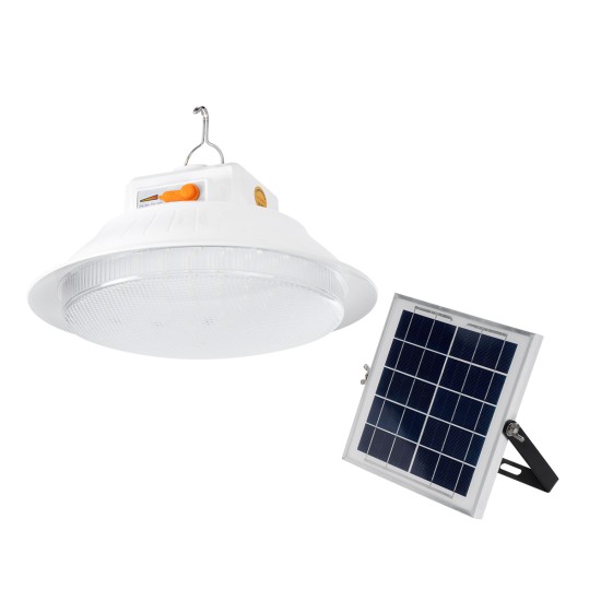 SOLARLAMP 85350 Λάμπα LED 100W 1000lm 140° DC 5V Powerbank με φορτιστή USB, Φωτοβολταϊκό Panel 6V 12W & Επαναφορτιζόμενη Μπαταρία Li-ion 3.2V 5000mAh Αδιάβροχο IP54 Ρυθμιζόμενο Λευκό CCT με On/Off 2700K/4500K/6000K Dimmable - Μ23 x Π23 x Υ12cm - 2 Χρό