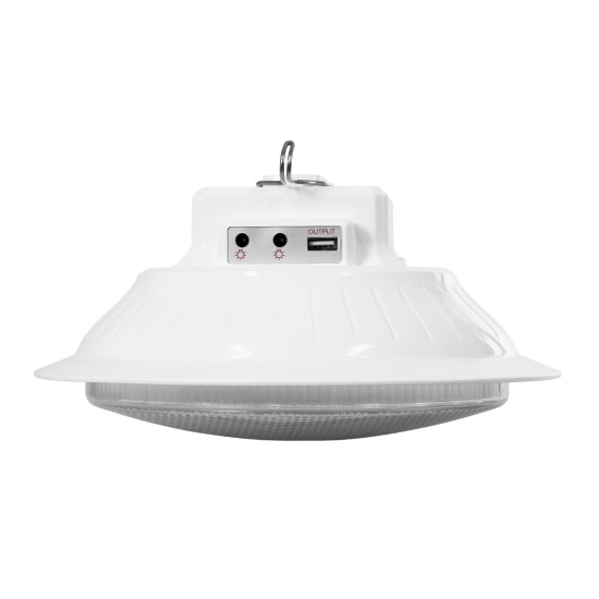 SOLARLAMP 85350 Λάμπα LED 100W 1000lm 140° DC 5V Powerbank με φορτιστή USB, Φωτοβολταϊκό Panel 6V 12W & Επαναφορτιζόμενη Μπαταρία Li-ion 3.2V 5000mAh Αδιάβροχο IP54 Ρυθμιζόμενο Λευκό CCT με On/Off 2700K/4500K/6000K Dimmable - Μ23 x Π23 x Υ12cm - 2 Χρό