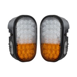 85455 E57 Mark Σετ 2 x Φανάρια για TOYOTA & UNIVERSAL FORKLIFT Βασικού Φωτισμού για Οχήματα Περονοφόρα - Κλάρκ με Φλας LED 40W DC 10-80V Αδιάβροχα IP6K9K Πορτοκαλί & Ψυχρό Λευκό 6000K  Μ20 x Π8 x Υ12cm