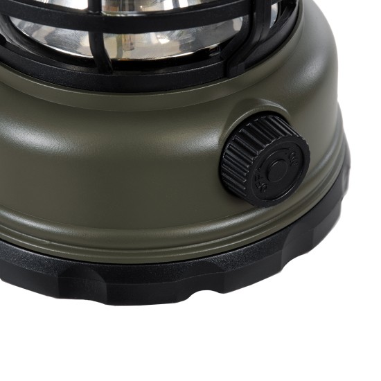 85693 Αυτόνομο Επαναφορτιζόμενο Φανάρι Camping LED 5W USB 2.0 με Επαναφορτιζόμενη Μπαταρία 1 x 18650 2000mAh Li-ion - IP20 - Dimmable - Πράσινο Χακί με Διάφανο Γυαλί - Θερμό Λευκό 3000K Φ12 x Υ17cm