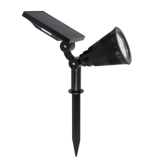 85710 Μαύρο Προβολάκι Σποτ Κήπου Πλαστικό Καρφωτό LED HIGH POWER 8W 800lm με Ενσωματωμένη Μπαταρία 2200mAh - Φωτοβολταϊκό Πάνελ με Αισθητήρα Ημέρας-Νύχτας Αδιάβροχo IP67 Ψυχρό Λευκό 6000K