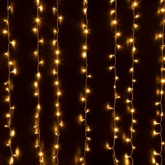 85800 Διακοσμητική Κουρτίνα 3 x 2 Μέτρα με Controller 8 Προγραμμάτων Φωτισμού - Επεκτεινόμενη 240 LED 6W AC 230V με Διάφανο Καλώδιο & Πρίζα Schuko IP20 Θερμό Λευκό 3000K Μ3 x Υ2m