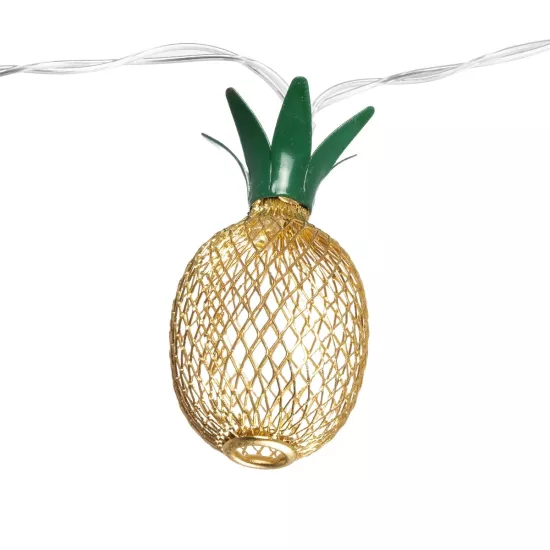 85806 Διακοσμητική Γιρλάντα Pineapple Lamp 2 Μέτρα με Διακόπτη On/Off - 10 LED 1W με Μπαταρίες 2xAA & Διάφανο Καλώδιο IP44 Θερμό Λευκό 3000K Μ2m