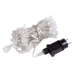 85828 Διακοσμητική Κουρτίνα 3 x 3 Μέτρα με Controller 8 Προγραμμάτων Εναλλαγών Φωτισμού - Επεκτεινόμενη 300 LED 3.6W AC 230V με Διάφανο Καλώδιο & Πρίζα Schuko Αδιάβροχη IP44 Ψυχρό Λευκό 6000K Μ3 x Υ3m