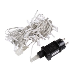 85833 Διακοσμητική Γιρλάντα 13 Μέτρα με Controller 8 Προγραμμάτων Εναλλαγών Φωτισμού - Επεκτεινόμενη 100 LED 3.6W AC 230V με Διάφανο Καλώδιο & Πρίζα Schuko Αδιάβροχη IP44 Θερμό Λευκό 3000K Μ13m