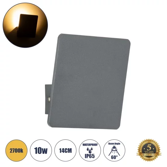 CUADRADO 60570 Φωτιστικό Τοίχου - Απλίκα Αρχιτεκτονικού Φωτισμού Εσωτερικού/Εξωτερικού Χώρου Up or Down LED 10W 1000lm 60° AC220-240V Αδιάβροχο IP65 - Σώμα Αλουμινίου & Tempered Glass - Μ14 x Π14 x Υ4.5cm - Θερμό Λευκό 2700K - Γκρι Ανθρακί - Bridgelux CUADRADO 60570 Φωτιστικό Τοίχου - Απλίκα Αρχιτεκτονικού Φωτισμού Εσωτερικού/Εξωτερικού Χώρου Up or Down LED 10W 1000lm 60° AC220-240V Αδιάβροχο IP65 - Σώμα Αλουμινίου & Tempered Glass - Μ14 x Π14 x Υ4.5cm - Θερμό Λευκό 2700K - Γκρι Ανθρακί - Bridgelux