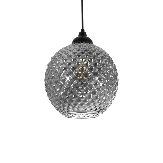 KEGEL 206-0003 Μοντέρνο Κρεμαστό Φωτιστικό Οροφής με Ντουί 1 x E27 AC 220-240V IP20 - Μαύρο Φιμέ - Μ20 x Π20 x Υ20cm