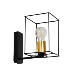 CYRA 203-0012 Μοντέρνο Φωτιστικό Τοίχου - Απλίκα με Ντουί 1 x E27 AC 220-240V IP20 - Μαύρο & Χρυσό - Μ14 x Π21 x Υ22cm