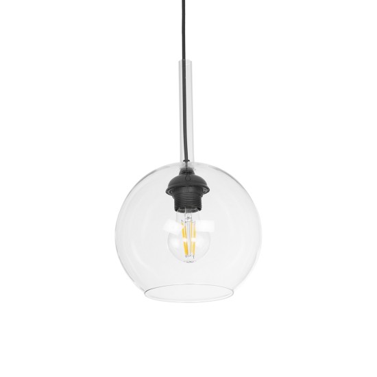 MPRALA 206-0038 Μοντέρνο Κρεμαστό Φωτιστικό Οροφής με Ντουί 1 x E27 AC 220-240V IP20 - Διάφανο - Μ20 x Π20 x Υ18cm