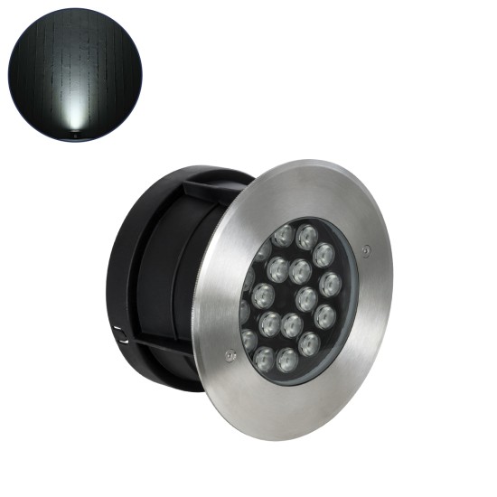 UNDERGROUND-SINA 90572 Χωνευτό Φωτιστικό Σποτ Δαπέδου LED 18W 1710lm 15° DC 24V Αδιάβροχο IP68 Φ20 x Υ11cm Φυσικό Λευκό 4500K - Ανοξείδωτο Ατσάλι - 3 Χρόνια Εγγύηση