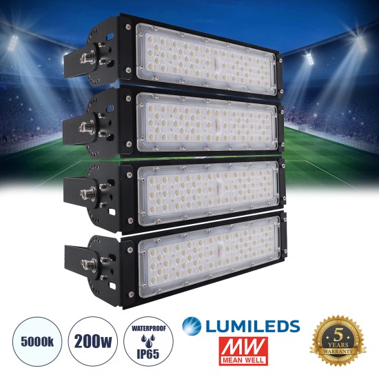 GOLIATH 90100-4 LED Προβολέας Γηπέδου - Φωτιστικό Tunnel 200W 32000LM 75°*135° AC 100-277V IP65 -  Ψυχρό Λευκό 5000K - MeanWell Driver & LumiLEDs Chip - 5 Years Warranty