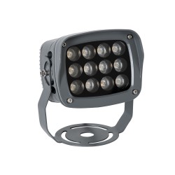 FLOODXENA 90120 Προβολέας Σποτ Wall Washer LED 12W 1260lm 10° AC 220-240V Αδιάβροχο IP65 Ultra Θερμό Λευκό 2200K - Bridgelux SMD Chip - Γκρι Ανθρακί - Μ13.5 x Π11 x Υ15cm - 3 Χρόνια Εγγύηση