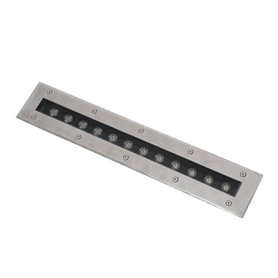 UNDERGROUND-REMVI 90192 Χωνευτό Φωτιστικό Wall Washer Δαπέδου LED 12W 1080lm 10° DC 24V Αδιάβροχο IP68 L50 x W7.4 x H7cm Θερμό Λευκό 2700K - Ανοξείδωτο Ατσάλι - 3 Years Warranty