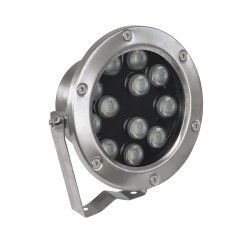 UNDERWATERJERRY 90425 Υποβρύχιο Επιφανειακό Σποτ για Σιντριβάνια/Πισίνες LED 12W 1200lm 30° DC 24V Αδιάβροχο IP68 Πολύχρωμο RGBW Dimmable DMX512 - Bridgelux SMD Chip - Ανοξείδωτο Ατσάλι 304 - Μ14.5 x Π7 x Υ19cm - 3 Χρόνια Εγγύηση