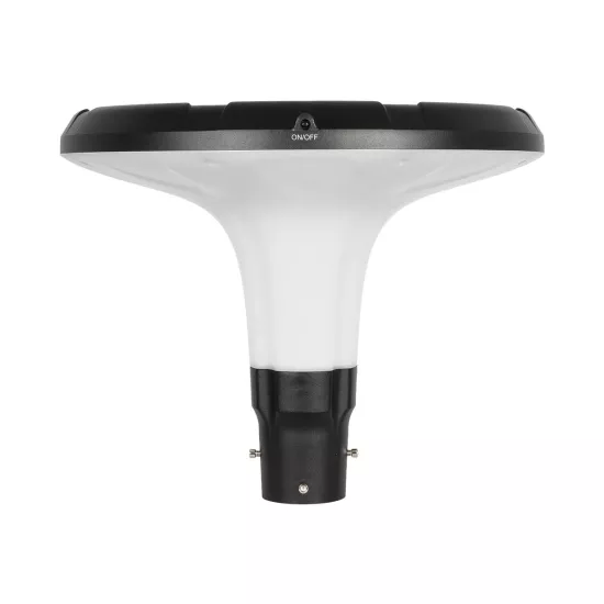 Globostar® SQUARE 90504 Φωτιστικό Κεφαλής Post Top Πλατείας/Πάρκου/Κήπου LED 25W 1000lm με Ανιχνευτή Κίνησης και Αισθητήρα Νυχτός IP65 Ψυχρό Λευκό 6000K - 2 Χρόνια Εγγύηση