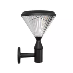 SOLARTIS 90527 Φωτιστικό Κολωνάκι Κήπου LED 10W 1000lm 180° με Ενσωματωμένο Φωτοβολταϊκό Panel 6V 5W & Επαναφορτιζόμενη Μπαταρία Li-ion 3.2V 6000mAh με Αισθητήρα Ημέρας-Νύχτας Αδιάβροχο IP65 Ψυχρό Λευκό 6000K - Sanan SMD Chip - Μαύρο - Μ26 x Π26 x Υ37