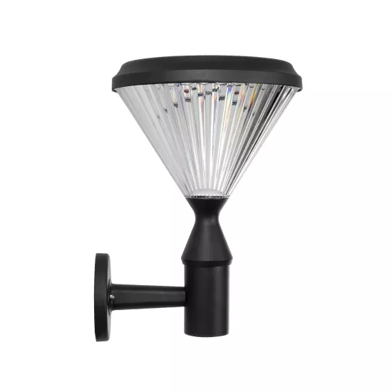 SOLARTIS 90527 Φωτιστικό Κολωνάκι Κήπου LED 10W 1000lm 180° με Ενσωματωμένο Φωτοβολταϊκό Panel 6V 5W & Επαναφορτιζόμενη Μπαταρία Li-ion 3.2V 6000mAh με Αισθητήρα Ημέρας-Νύχτας Αδιάβροχο IP65 Ψυχρό Λευκό 6000K - Sanan SMD Chip - Μαύρο - Μ26 x Π26 x Υ37