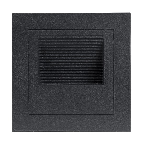 STEP-MINA 90625 Χωνευτό Αρχιτεκτονικό Φωτιστικό Διαδρόμου/Σκαλοπατιού LED 3W 330lm 30° DC 24V Αδιάβροχο IP65 Θερμό Λευκό 2700K Dimmable - Μαύρο - Μ8.3 x Π8.3 x Υ5cm / Q6.6cm - 3 Χρόνια Εγγύηση