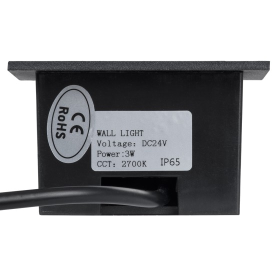 STEP-MINA 90625 Χωνευτό Αρχιτεκτονικό Φωτιστικό Διαδρόμου/Σκαλοπατιού LED 3W 330lm 30° DC 24V Αδιάβροχο IP65 Θερμό Λευκό 2700K Dimmable - Μαύρο - Μ8.3 x Π8.3 x Υ5cm / Q6.6cm - 3 Χρόνια Εγγύηση