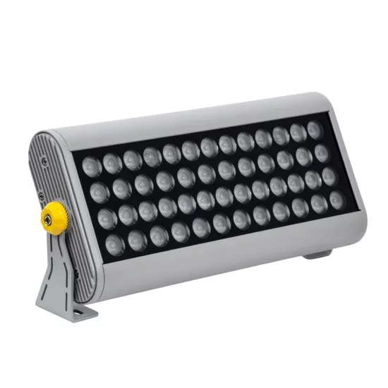 FLOOD-HENA 90640 Προβολέας Σποτ Wall Washer LED 48W 4320lm 30° AC 220-240V Αδιάβροχο IP65 Θερμό Λευκό 3000K - Ασημί - Μ39 x Π6 x Υ17cm - 3 Χρόνια Εγγύηση