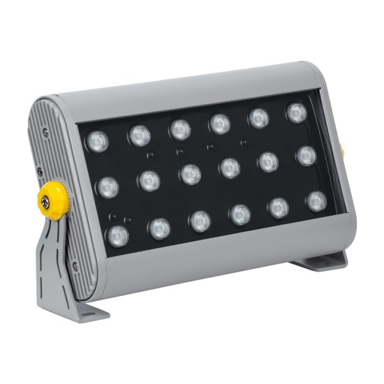 FLOOD-HENA 90642 Προβολέας Wall Washer για Φωτισμό Κτιρίων LED 36W 3600lm 30° DC 24V Αδιάβροχο IP65 Μ30 x Π6 x Υ17cm Πολύχρωμο RGB DMX512 - Ασημί - 3 Years Warranty