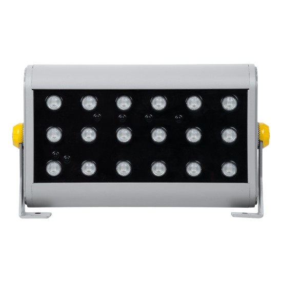 FLOOD-HENA 90642 Προβολέας Wall Washer για Φωτισμό Κτιρίων LED 36W 3600lm 30° DC 24V Αδιάβροχο IP65 Μ30 x Π6 x Υ17cm Πολύχρωμο RGB DMX512 - Ασημί - 3 Years Warranty