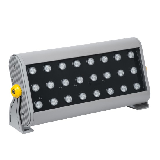 FLOOD-HENA 90643 Προβολέας Wall Washer για Φωτισμό Κτιρίων LED 48W 4800lm 30° DC 24V Αδιάβροχο IP65 Μ39 x Π6 x Υ17cm Πολύχρωμο RGB DMX512 - Ασημί - 3 Years Warranty