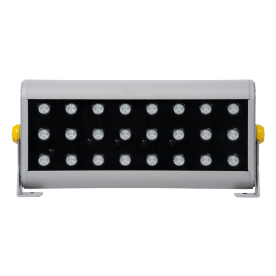 FLOOD-HENA 90643 Προβολέας Wall Washer για Φωτισμό Κτιρίων LED 48W 4800lm 30° DC 24V Αδιάβροχο IP65 Μ39 x Π6 x Υ17cm Πολύχρωμο RGB DMX512 - Ασημί - 3 Years Warranty