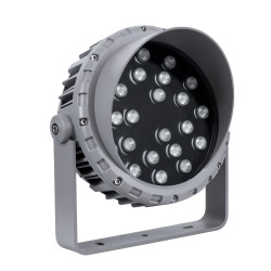 FLOODMENA 90647 Προβολέας Σποτ Wall Washer με Αντιθαμβωτική Γρίλια LED 24W 1920lm 30° DC 24V Αδιάβροχο IP65 Πολύχρωμο RGBW Dimmable DMX512 - Bridgelux SMD Chip - Γκρι Ανθρακί - Μ23 x Π23 x Υ18cm - 3 Χρόνια Εγγύηση