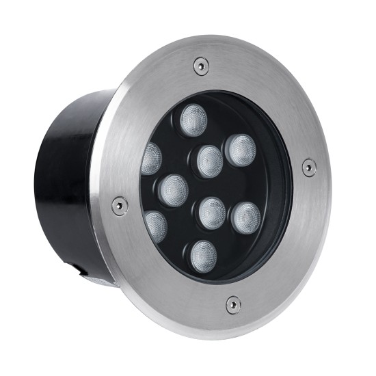 UNDERGROUND-TINA 90664 Χωνευτό Φωτιστικό Σποτ Δαπέδου LED 9W 990lm 30° DC 24V Αδιάβροχο IP65 Φ16 x Υ9cm Θερμό Λευκό 2700K - Ανοξείδωτο Ατσάλι - 3 Χρόνια Εγγύηση