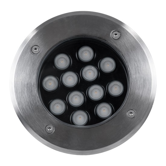 UNDERGROUND-TINA 90668 Χωνευτό Φωτιστικό Σποτ Δαπέδου LED 12W 1380lm 30° DC 24V Αδιάβροχο IP65 Φ16 x Υ9cm Φυσικό Λευκό 4500K - Ανοξείδωτο Ατσάλι - 3 Years Warranty