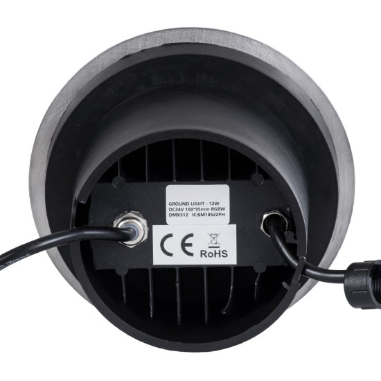 UNDERGROUND-TINA 90669 Χωνευτό Φωτιστικό Σποτ Δαπέδου LED 12W 1260lm 30° DC 24V Αδιάβροχο IP65 Φ16 x Υ9cm Πολύχρωμο RGBW DMX512 - Ανοξείδωτο Ατσάλι - 3 Years Warranty