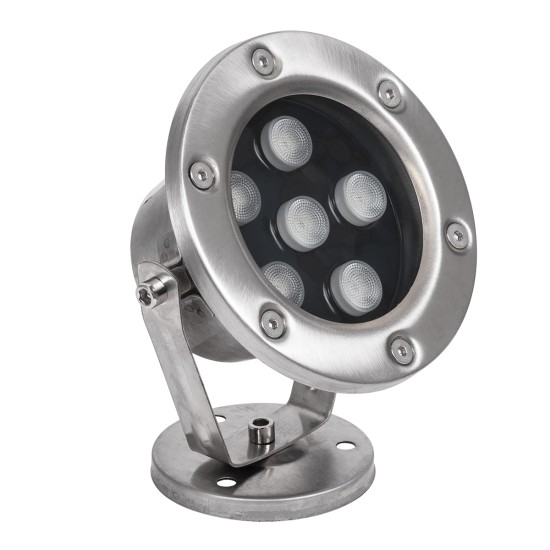 UNDERWATER-DINA 90676 Υποβρύχιος Προβολέας Σποτ για Σιντριβάνια/Πισίνες LED 6W 660lm 30° DC 24V Αδιάβροχο IP68 Θερμό Λευκό 2700K Dimmable - Ανοξείδωτο Ατσάλι 304 - Μ12 x Π12 x Υ14cm - 3 Χρόνια Εγγύηση