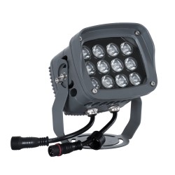 FLOODXENA 90699 Προβολέας Σποτ Wall Washer με Αντιθαμβωτική Γρίλια LED 24W 2040lm 10° DC 24V Αδιάβροχο IP65 Πολύχρωμο RGBW Dimmable DMX512 - Bridgelux SMD Chip - Γκρι Ανθρακί - Μ13 x Π11 x Υ15cm - 3 Χρόνια Εγγύηση