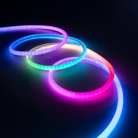 NEONIO-D 90756 Ψηφιακή Pixel Addressable Ταινία Neon Flex LED 14.4W/m 864lm/m 360° DC 12V Αδιάβροχο IP65 60 x SMD5050 Chip/m 20 x Pixel/m Πολύχρωμο RGB Dimmable SPI/TTL Protocol IC SM16703P/WS2811/WS2812 - Sanan SMD Chip - Μ1000 x Π2 x Υ2cm - Ρολό 10 Μέτρ