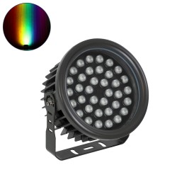 FLOODNEVA 90400 Προβολέας Σποτ Wall Washer LED 72W 6120lm 30° DC 24V Αδιάβροχο IP65 Πολύχρωμο RGBW Dimmable DMX512 - Bridgelux SMD Chip - Μαύρο - Μ24.5 x Π24.5 x Υ14.7cm - 3 Χρόνια Εγγύηση