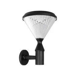 SOLARTIS 90527 Μοντέρνο Φωτιστικό Τοίχου - Απλίκα LED 10W 1000lm 180° με Ενσωματωμένο Φωτοβολταϊκό Panel 6V 5W & Επαναφορτιζόμενη Μπαταρία Li-ion 3.2V 6000mAh με Αισθητήρα Ημέρας-Νύχτας Αδιάβροχο IP65 Ψυχρό Λευκό 6000K - Sanan SMD Chip - Μαύρο - Μ26.5