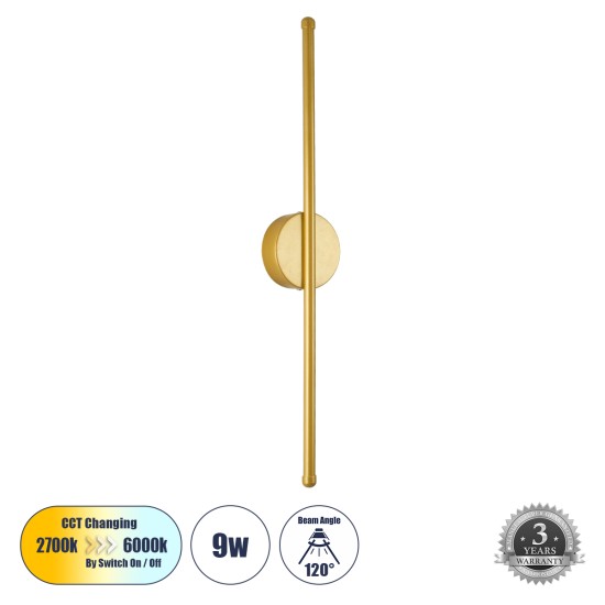 DIADEM 61330 Φωτιστικό Τοίχου - Απλίκα Design LED CCT 9W 1080lm 120° AC 220-240V - Εναλλαγή Φωτισμού μέσω Διακόπτη On/Off All In One Ψυχρό 6000k+Φυσικό 4500k+Θερμό 2700k Μ10 x Π4 x Υ60cm - Χρυσό - 3 Years Warranty DIADEM 61330 Φωτιστικό Τοίχου - Απλίκα Design LED CCT 9W 1080lm 120° AC 220-240V - Εναλλαγή Φωτισμού μέσω Διακόπτη On/Off All In One Ψυχρό 6000k+Φυσικό 4500k+Θερμό 2700k Μ10 x Π4 x Υ60cm - Χρυσό - 3 Years Warranty